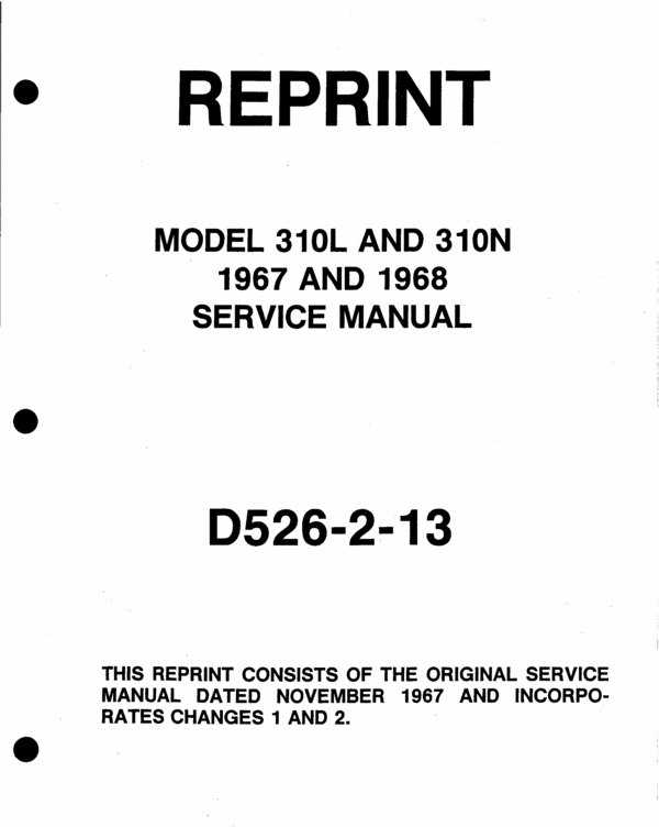 Product picture Cessna 310 L/N 1967 1968 service maintenance manual